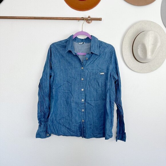 Guess Denim Long Sleeve Top Large - Picture 1 of 1